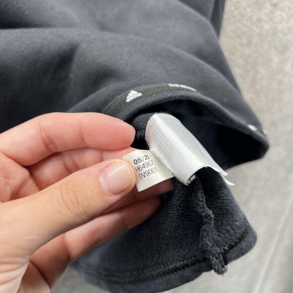 Adidas Hoodie Womens Medium Black Cropped Pullover Logo Sweatshirt H64967 - Picture 4 of 12